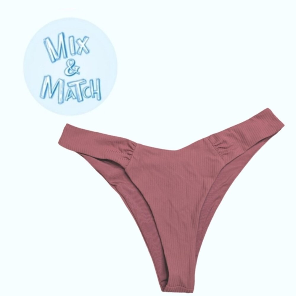 Tropik V-shaped Ribbed Thong Bikini Bottom Swim Separate Size Small